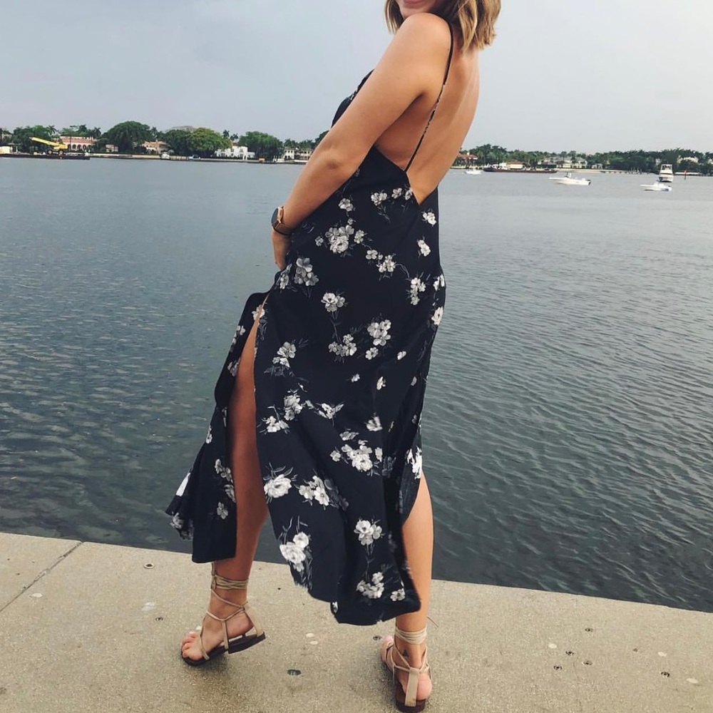 Low back high slit maxi